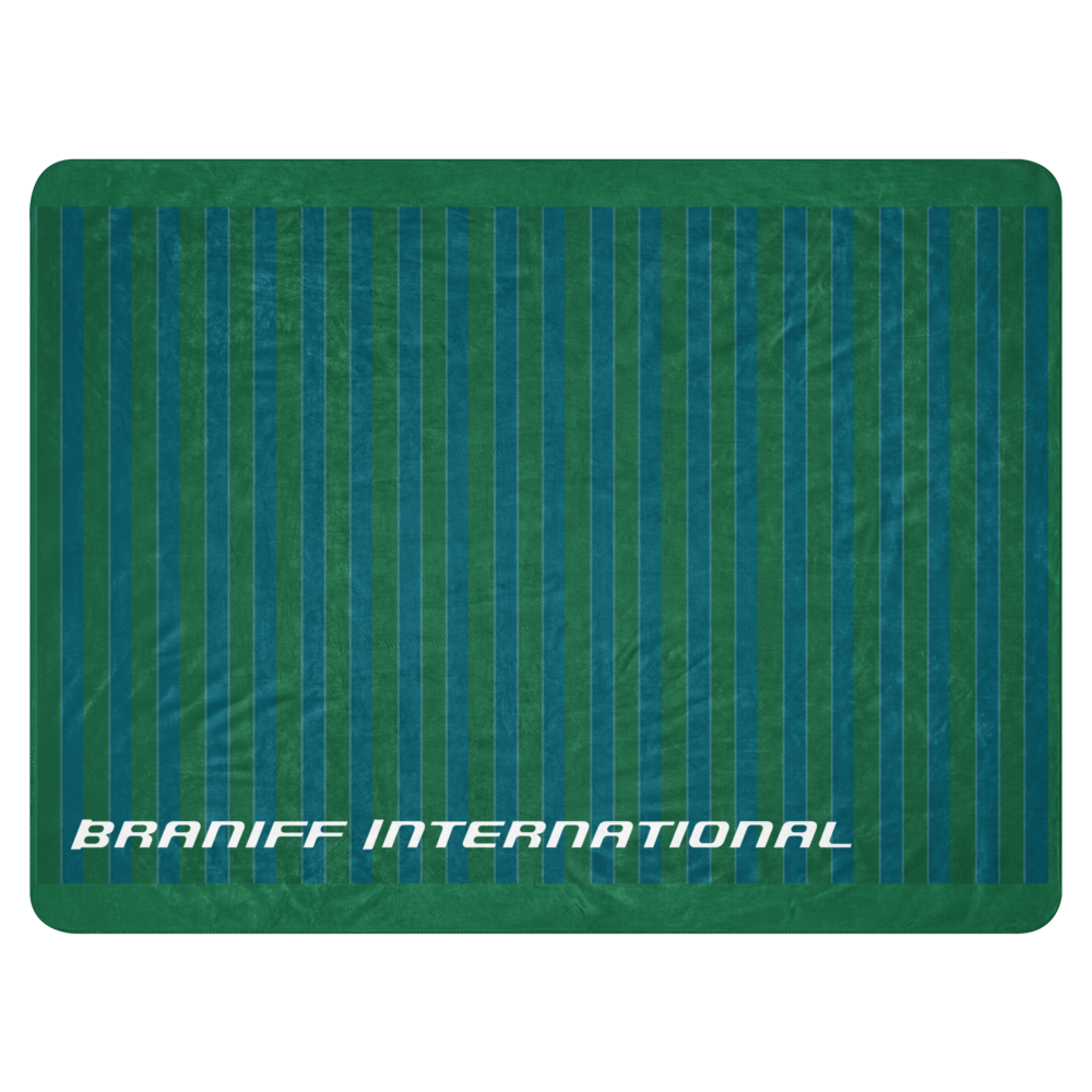 Sherpa Blanket from South America Braniff Alexander Girard Design Blue Green Stripes 1965