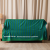 Sherpa Blanket from South America Braniff Alexander Girard Design Blue Green Stripes 1965