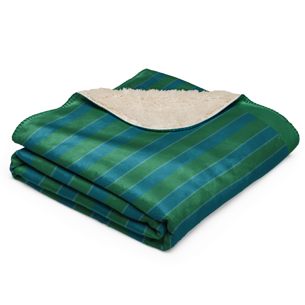 Sherpa Blanket from South America Braniff Alexander Girard Design Blue Green Stripes 1965