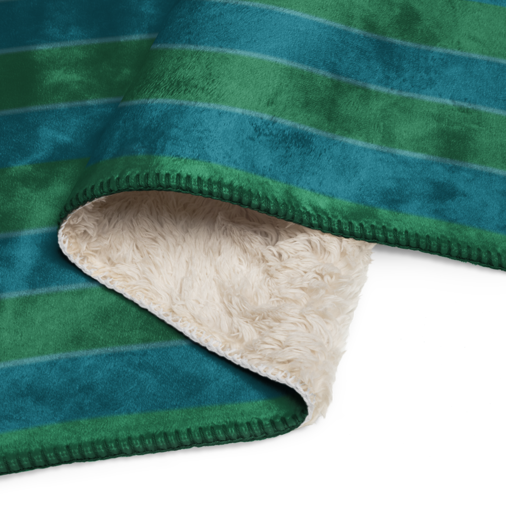 Sherpa Blanket from South America Braniff Alexander Girard Design Blue Green Stripes 1965