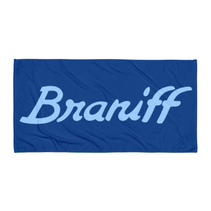 Bath and Beach Towel Sheet Extra Large Braniff Ultra Mercury Blue 1978
