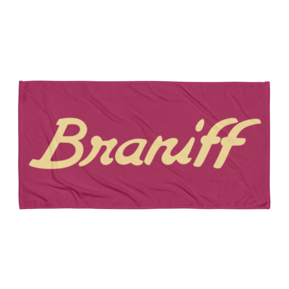 Bath and Beach Towel Sheet Extra Large Braniff Ultra Burgundy 1978