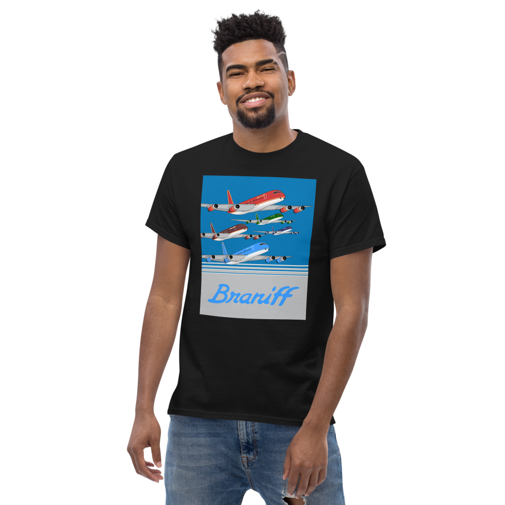 T-Shirt Shirt Short Sleeve by Gildan Braniff McDonnell Douglas DC-8-62 Inflight 1978 Ultra Color Scheme