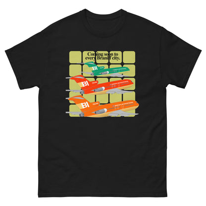 T-Shirt Shirt Short Sleeve Gildan Men's Women's Braniff Boeing 727 Coming Soon