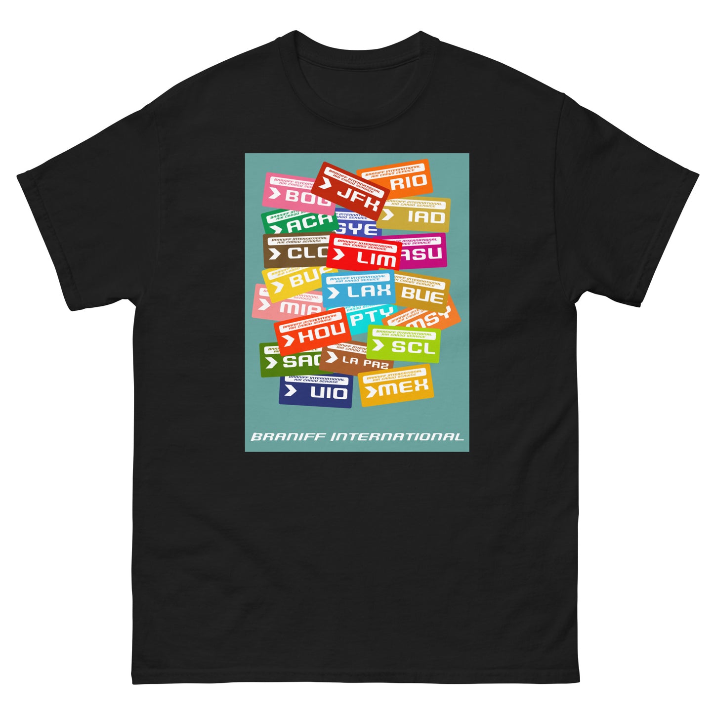 T-Shirt Shirt Short Sleeve by Gildan Men's Women's Braniff Luggage Tag Destinations