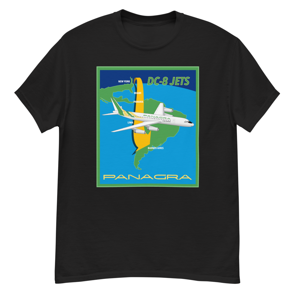 T-Shirt Shirt Short Sleeve Gildan Unisex Braniff Panagra McDonnell Douglas DC-8-62 Concept