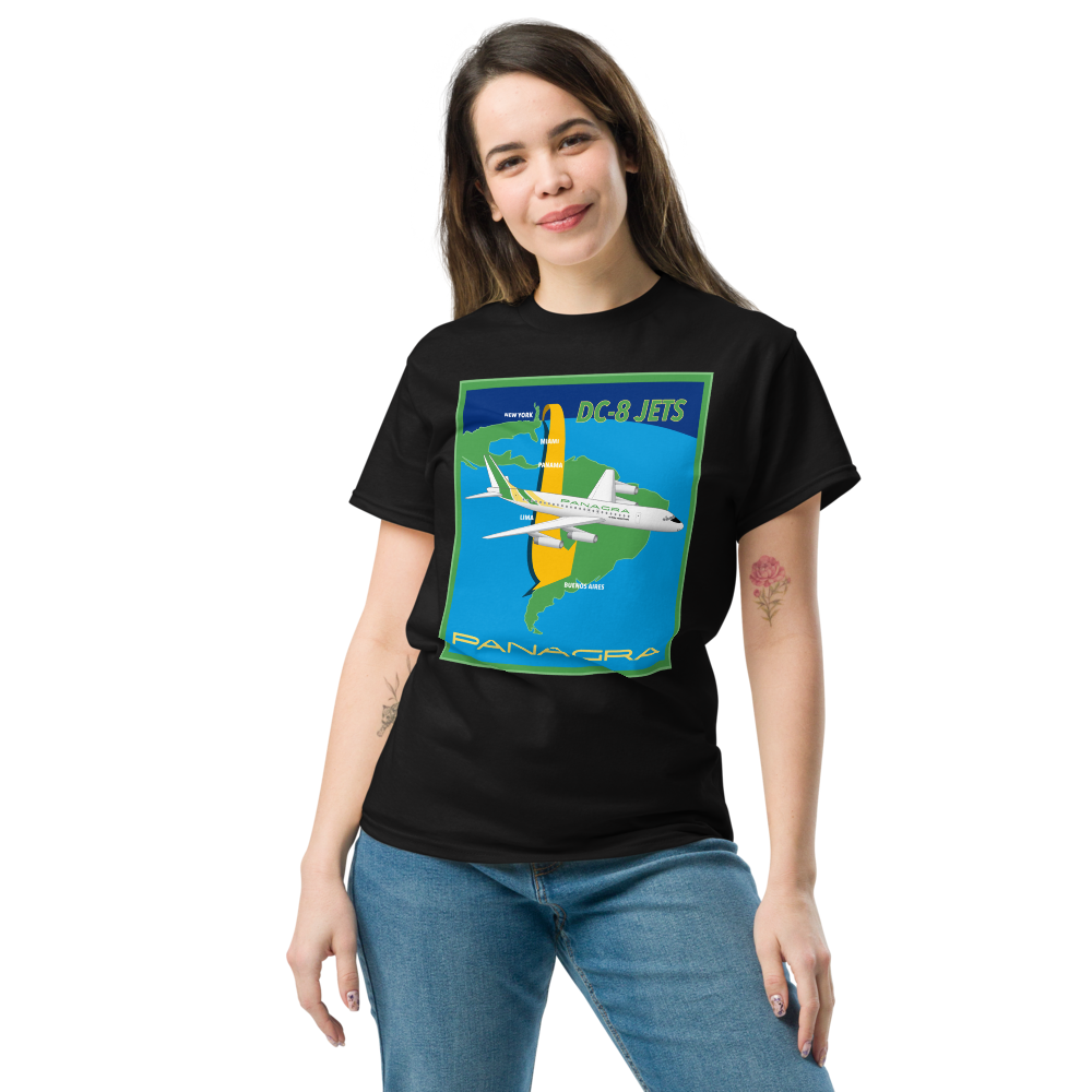 T-Shirt Shirt Short Sleeve Gildan Unisex Braniff Panagra McDonnell Douglas DC-8-62 Concept
