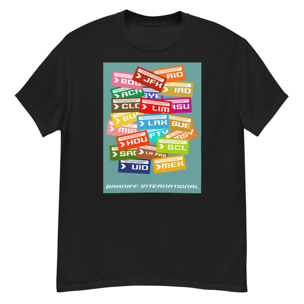 T-Shirt Shirt Short Sleeve by Gildan Men's Women's Braniff Luggage Tag Destinations