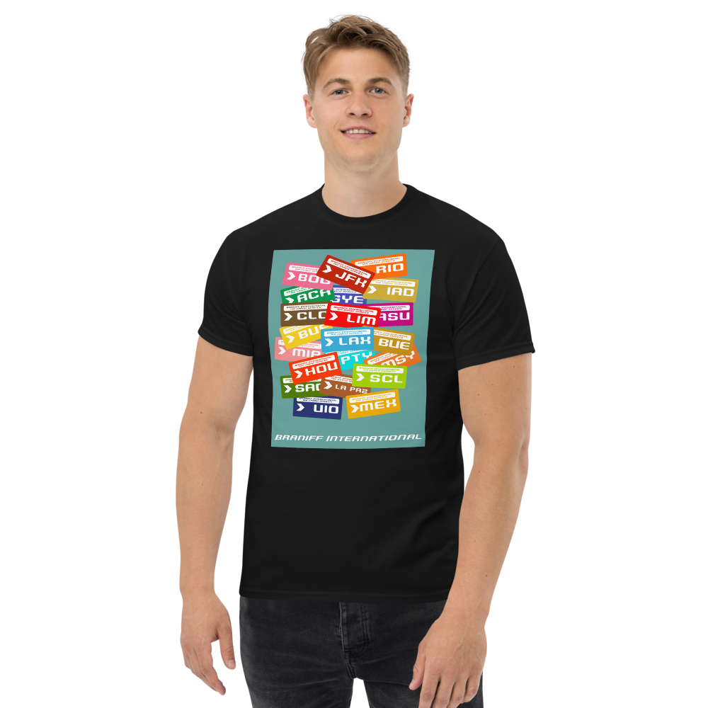 T-Shirt Shirt Short Sleeve by Gildan Men's Women's Braniff Luggage Tag Destinations