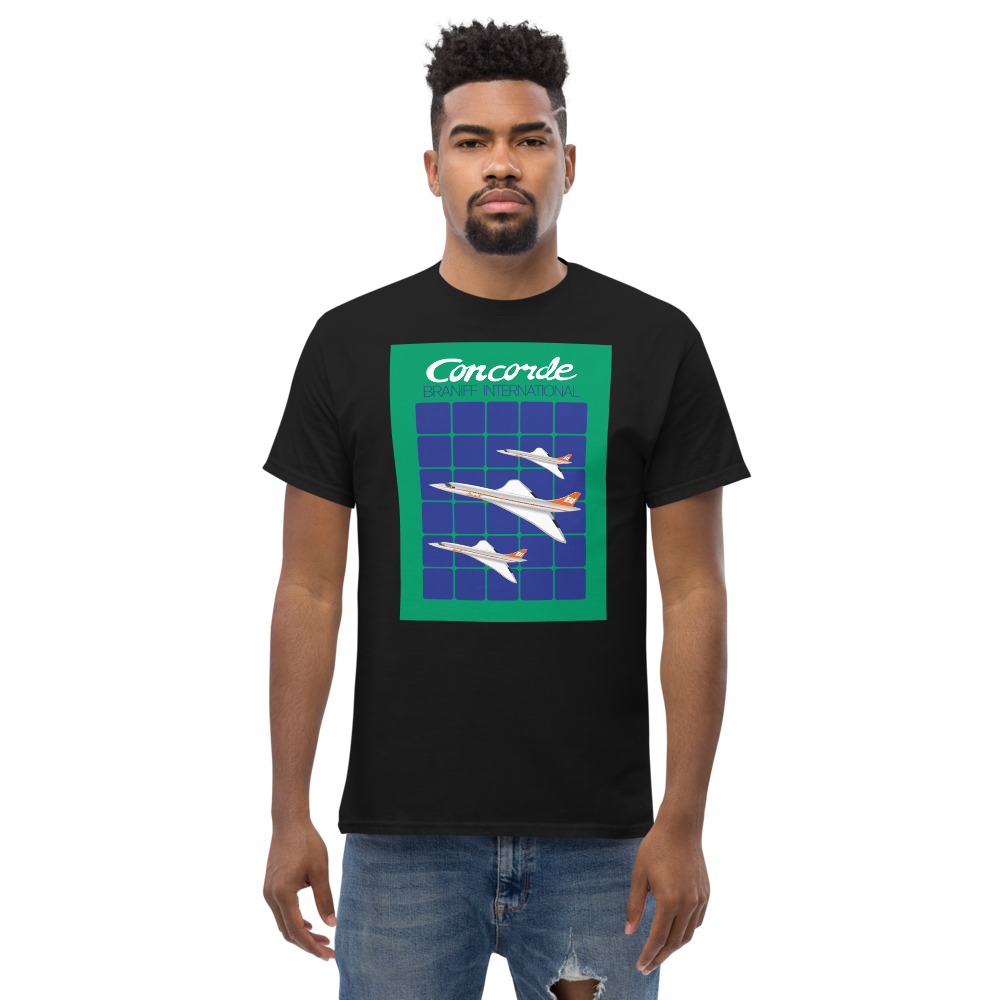 T-Shirt Shirt Short Sleeve by Gildan Men's Women's Braniff Concorde SST Inflight