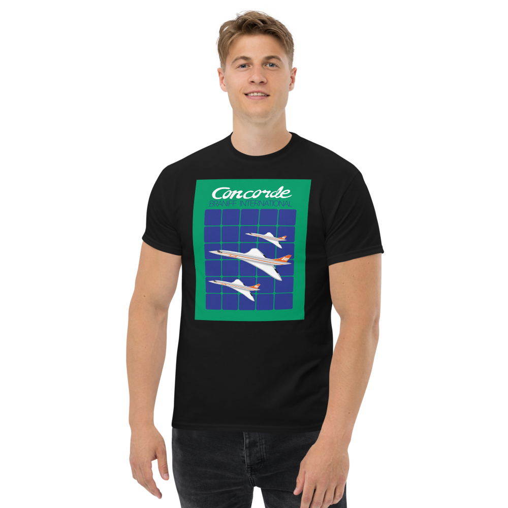 T-Shirt Shirt Short Sleeve by Gildan Men's Women's Braniff Concorde SST Inflight