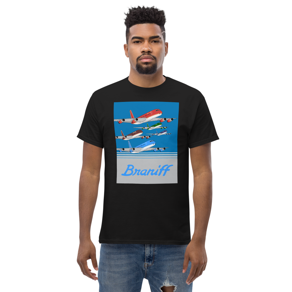 T-Shirt Shirt Short Sleeve by Gildan Braniff McDonnell Douglas DC-8-62 Inflight 1978 Ultra Color Scheme
