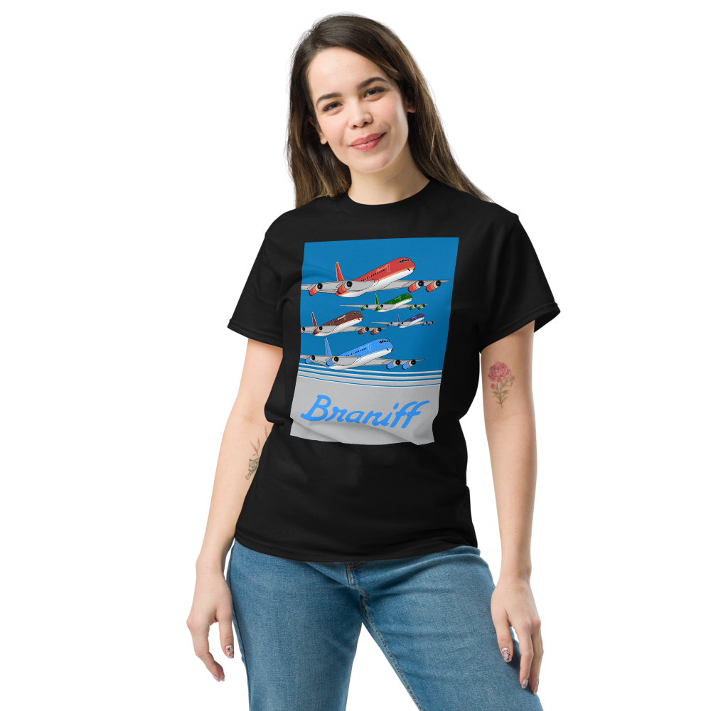 T-Shirt Shirt Short Sleeve by Gildan Braniff McDonnell Douglas DC-8-62 Inflight 1978 Ultra Color Scheme