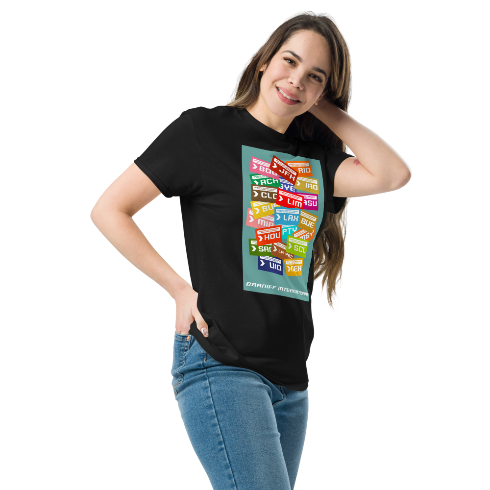 T-Shirt Shirt Short Sleeve by Gildan Men's Women's Braniff Luggage Tag Destinations