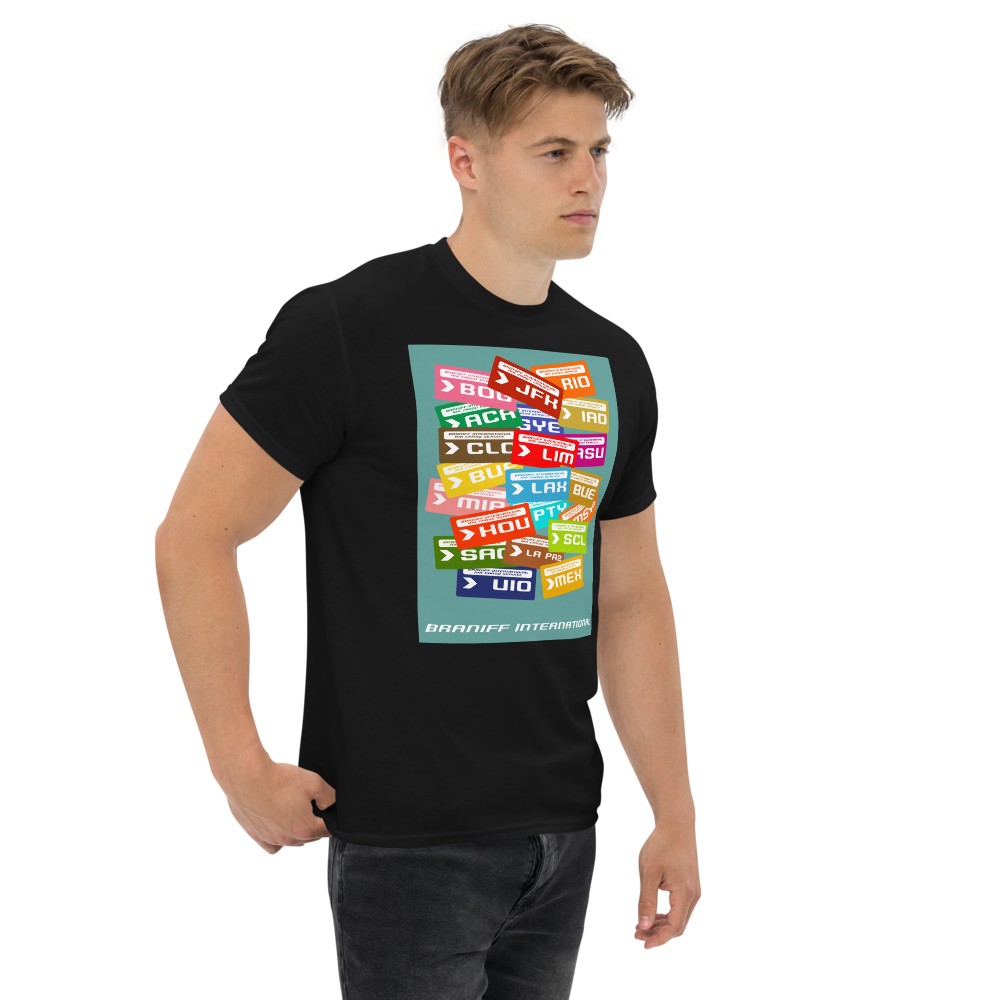 T-Shirt Shirt Short Sleeve by Gildan Men's Women's Braniff Luggage Tag Destinations