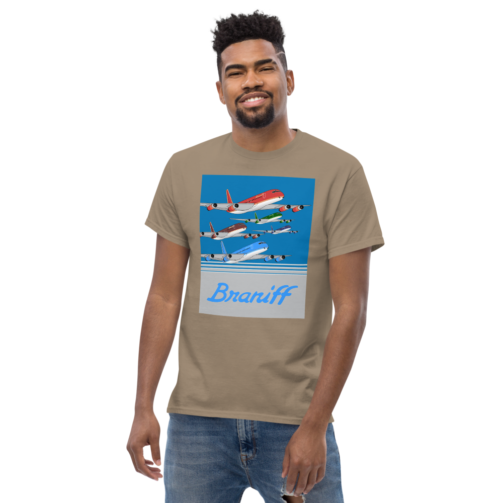 T-Shirt Shirt Short Sleeve by Gildan Braniff McDonnell Douglas DC-8-62 Inflight 1978 Ultra Color Scheme