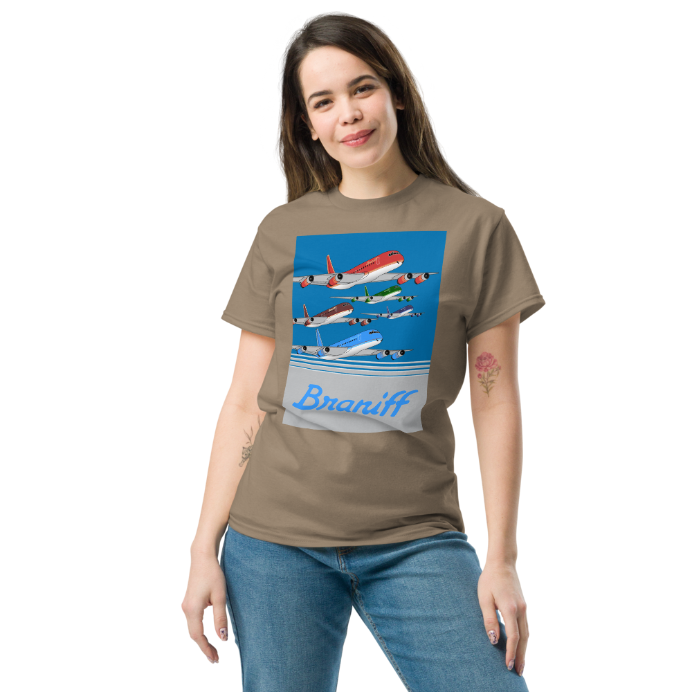 T-Shirt Shirt Short Sleeve by Gildan Braniff McDonnell Douglas DC-8-62 Inflight 1978 Ultra Color Scheme