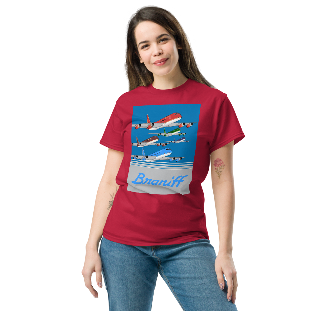 T-Shirt Shirt Short Sleeve by Gildan Braniff McDonnell Douglas DC-8-62 Inflight 1978 Ultra Color Scheme