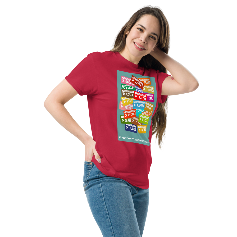T-Shirt Shirt Short Sleeve by Gildan Men's Women's Braniff Luggage Tag Destinations
