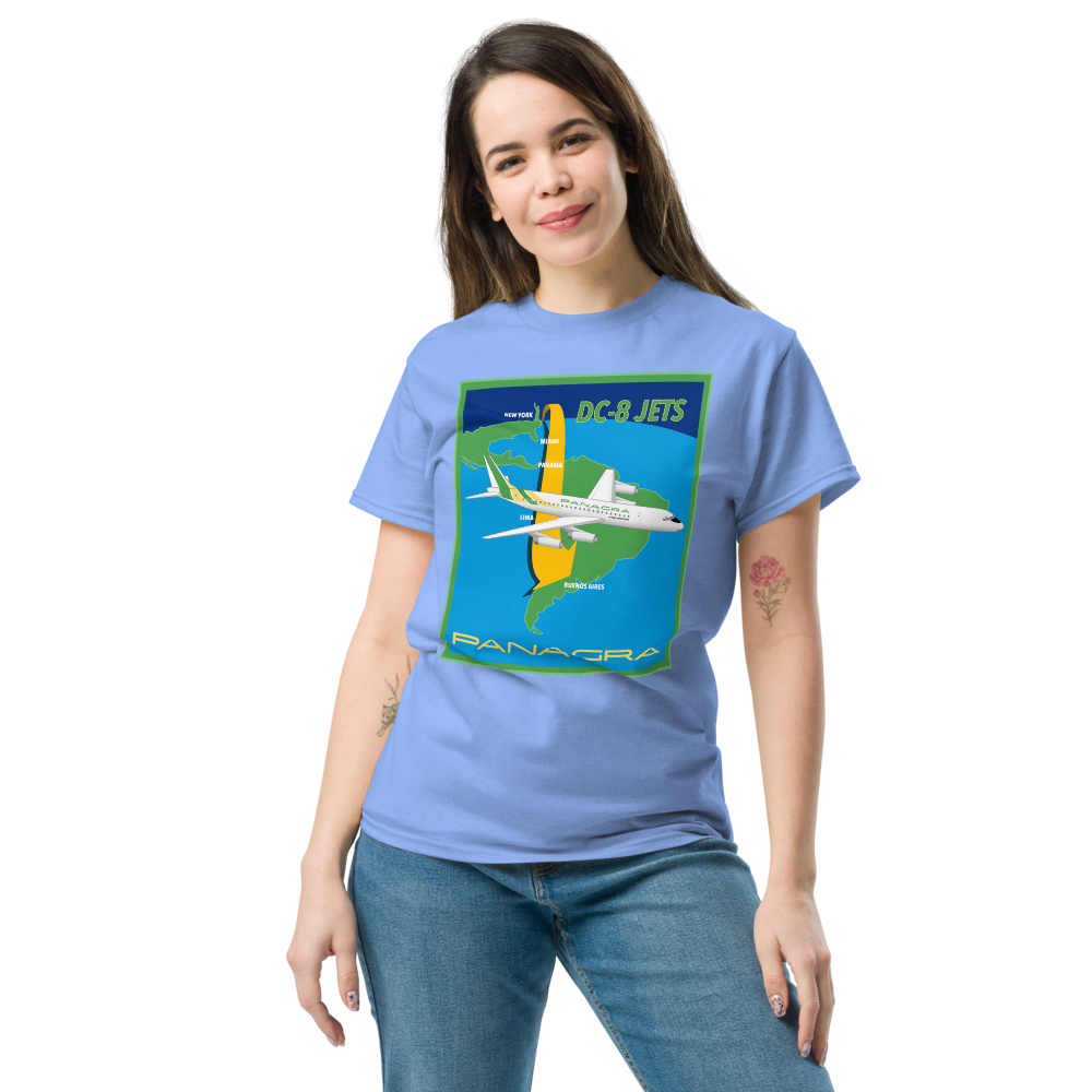 T-Shirt Shirt Short Sleeve Gildan Unisex Braniff Panagra McDonnell Douglas DC-8-62 Concept