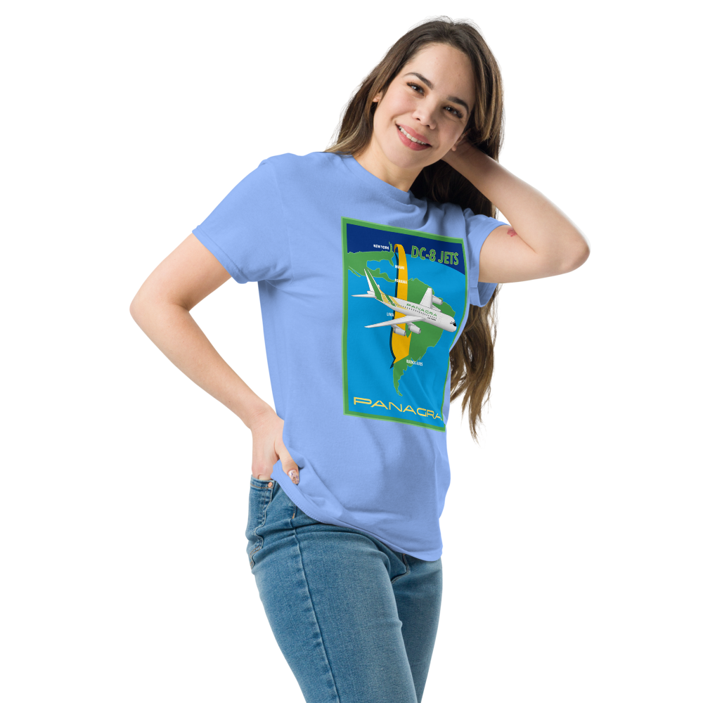 T-Shirt Shirt Short Sleeve Gildan Unisex Braniff Panagra McDonnell Douglas DC-8-62 Concept