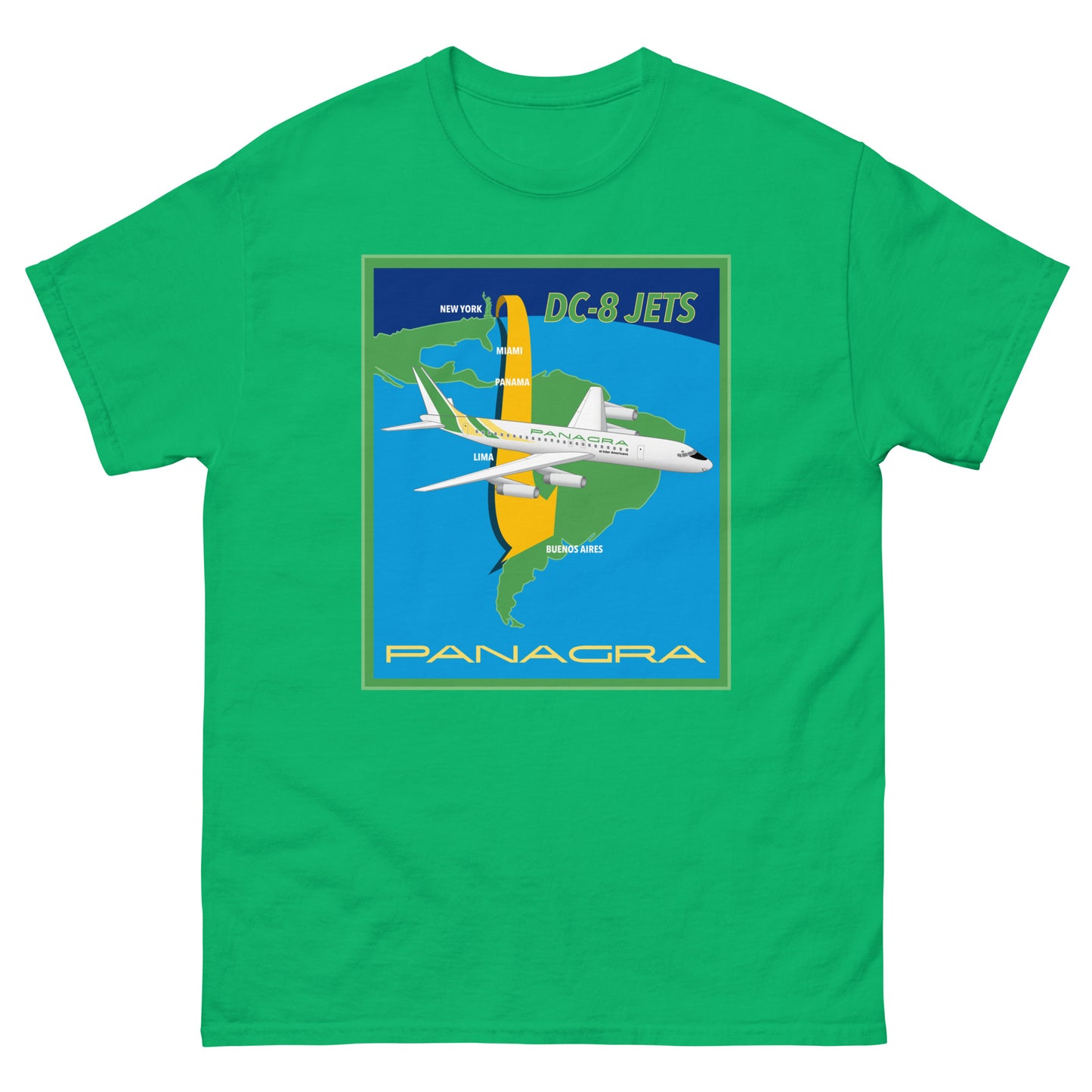 T-Shirt Shirt Short Sleeve Gildan Unisex Braniff Panagra McDonnell Douglas DC-8-62 Concept
