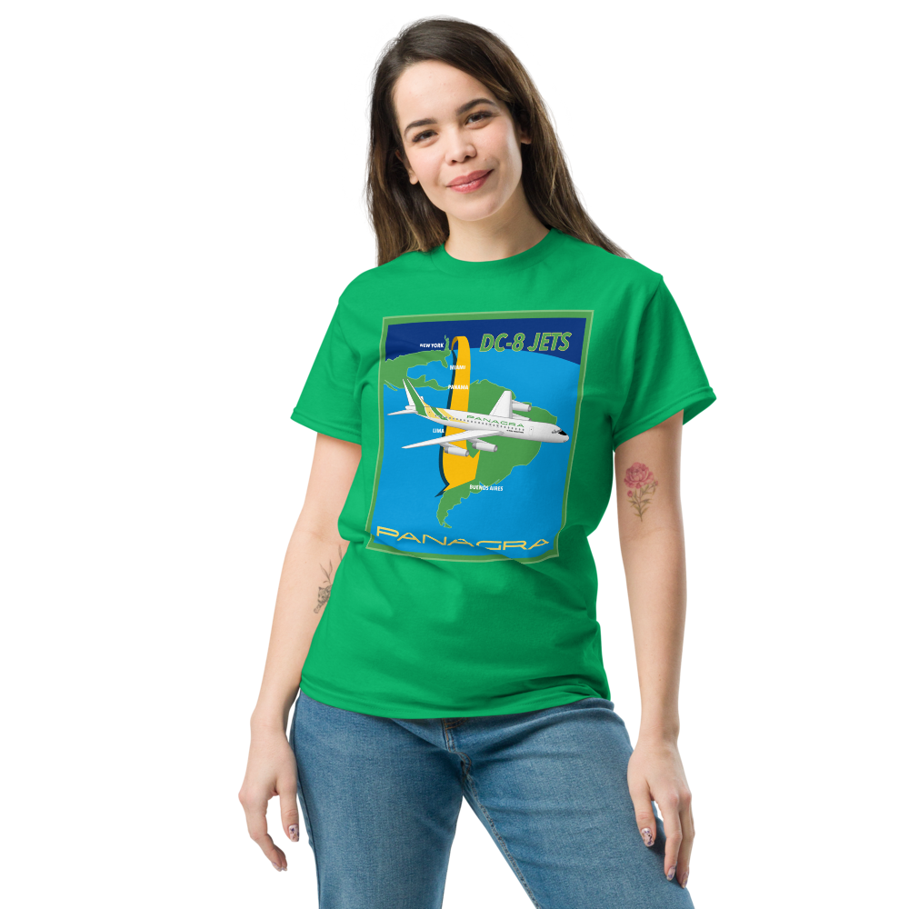 T-Shirt Shirt Short Sleeve Gildan Unisex Braniff Panagra McDonnell Douglas DC-8-62 Concept