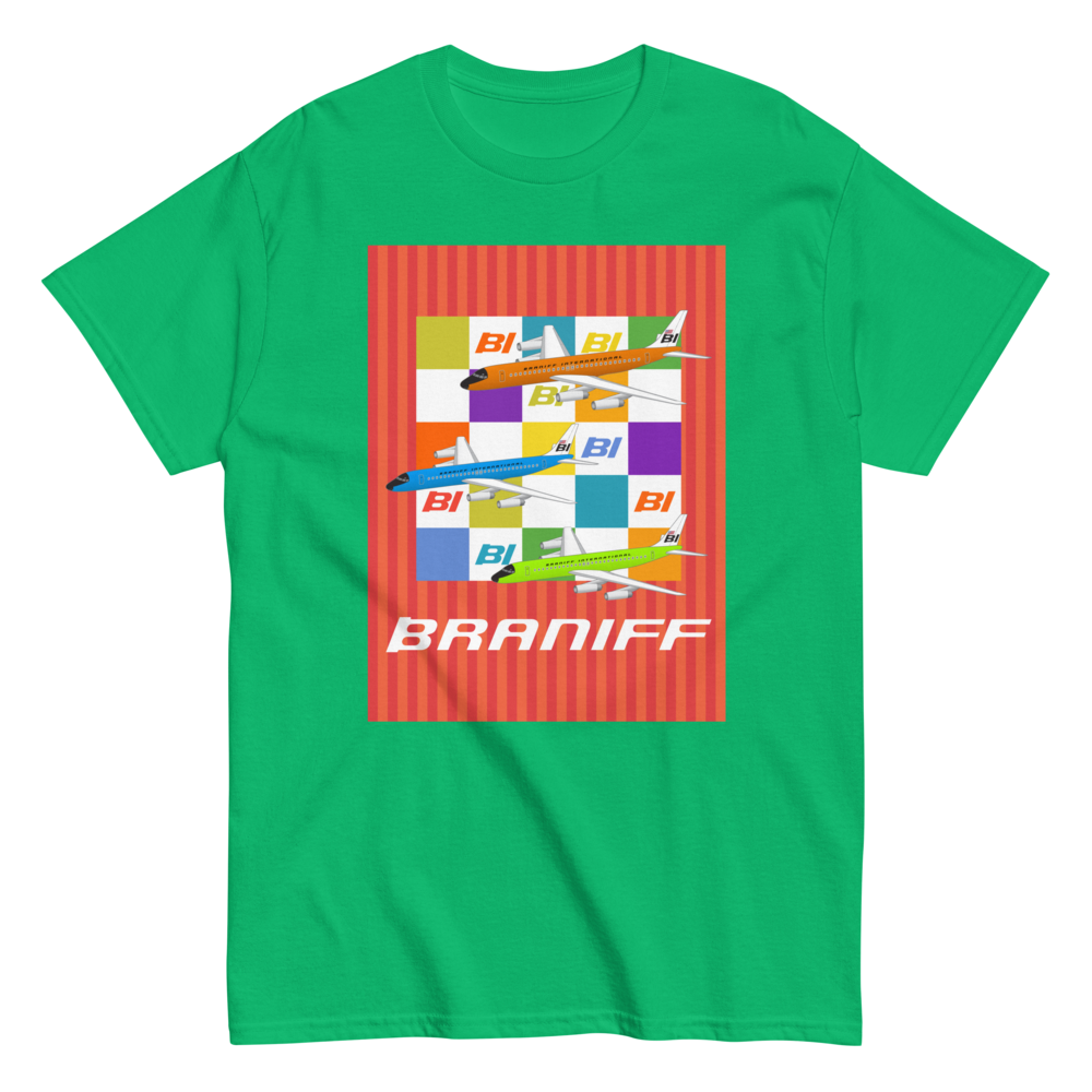 T-Shirt Shirt Short Sleeve by Gildan Unisex Braniff McDonnell Douglas DC-8-62 1967 Solid Color Scheme