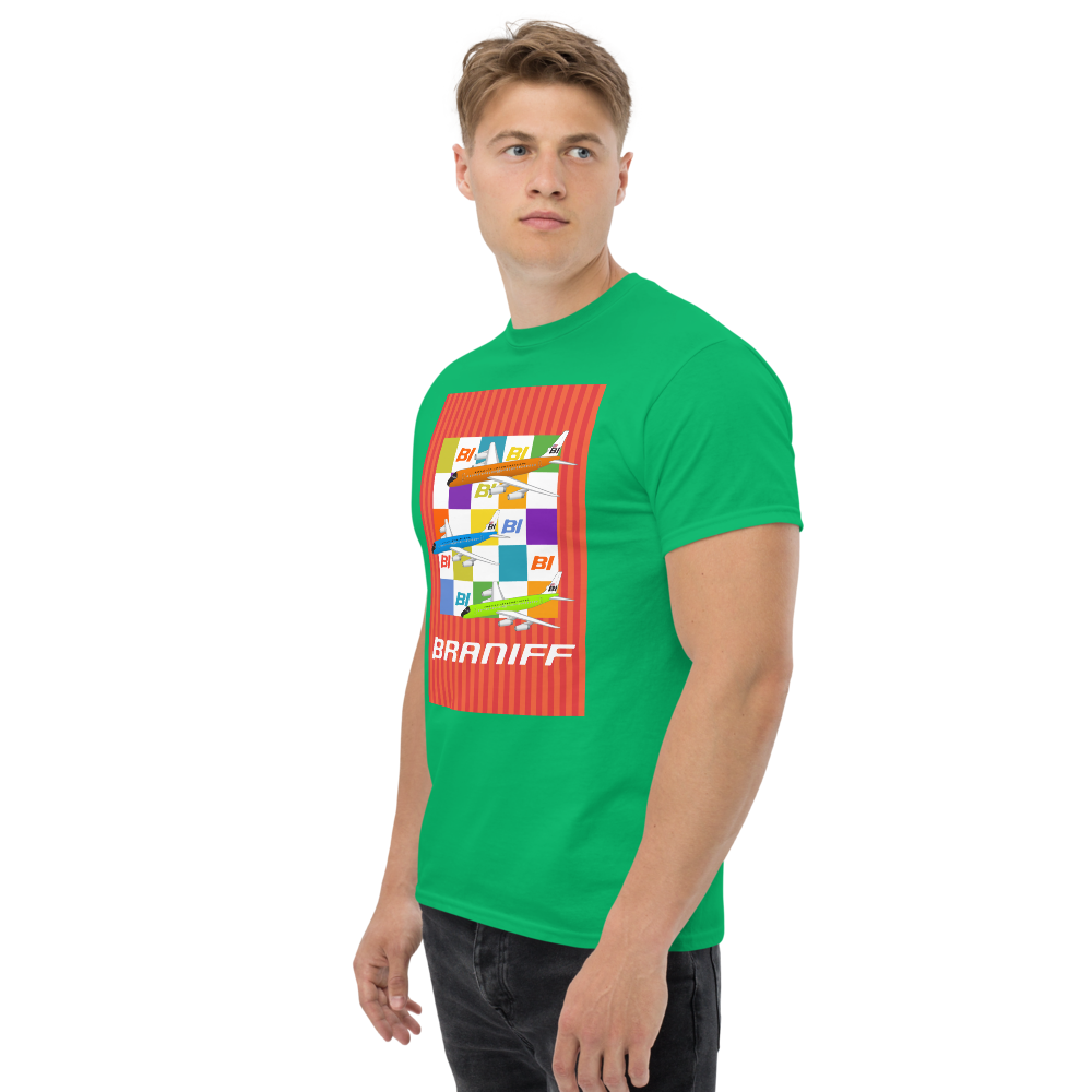 T-Shirt Shirt Short Sleeve by Gildan Unisex Braniff McDonnell Douglas DC-8-62 1967 Solid Color Scheme
