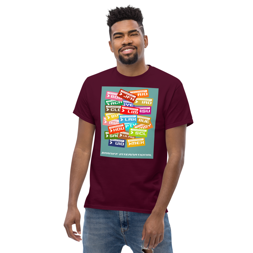 T-Shirt Shirt Short Sleeve by Gildan Men's Women's Braniff Luggage Tag Destinations
