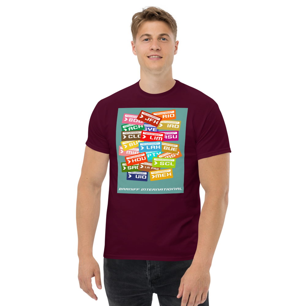 T-Shirt Shirt Short Sleeve by Gildan Men's Women's Braniff Luggage Tag Destinations