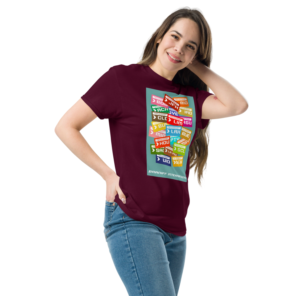 T-Shirt Shirt Short Sleeve by Gildan Men's Women's Braniff Luggage Tag Destinations