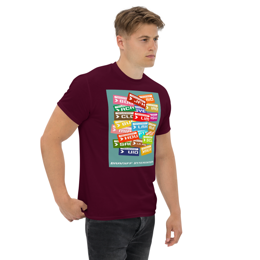 T-Shirt Shirt Short Sleeve by Gildan Men's Women's Braniff Luggage Tag Destinations