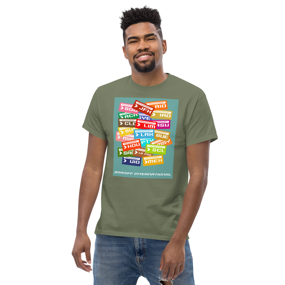 T-Shirt Shirt Short Sleeve by Gildan Men's Women's Braniff Luggage Tag Destinations