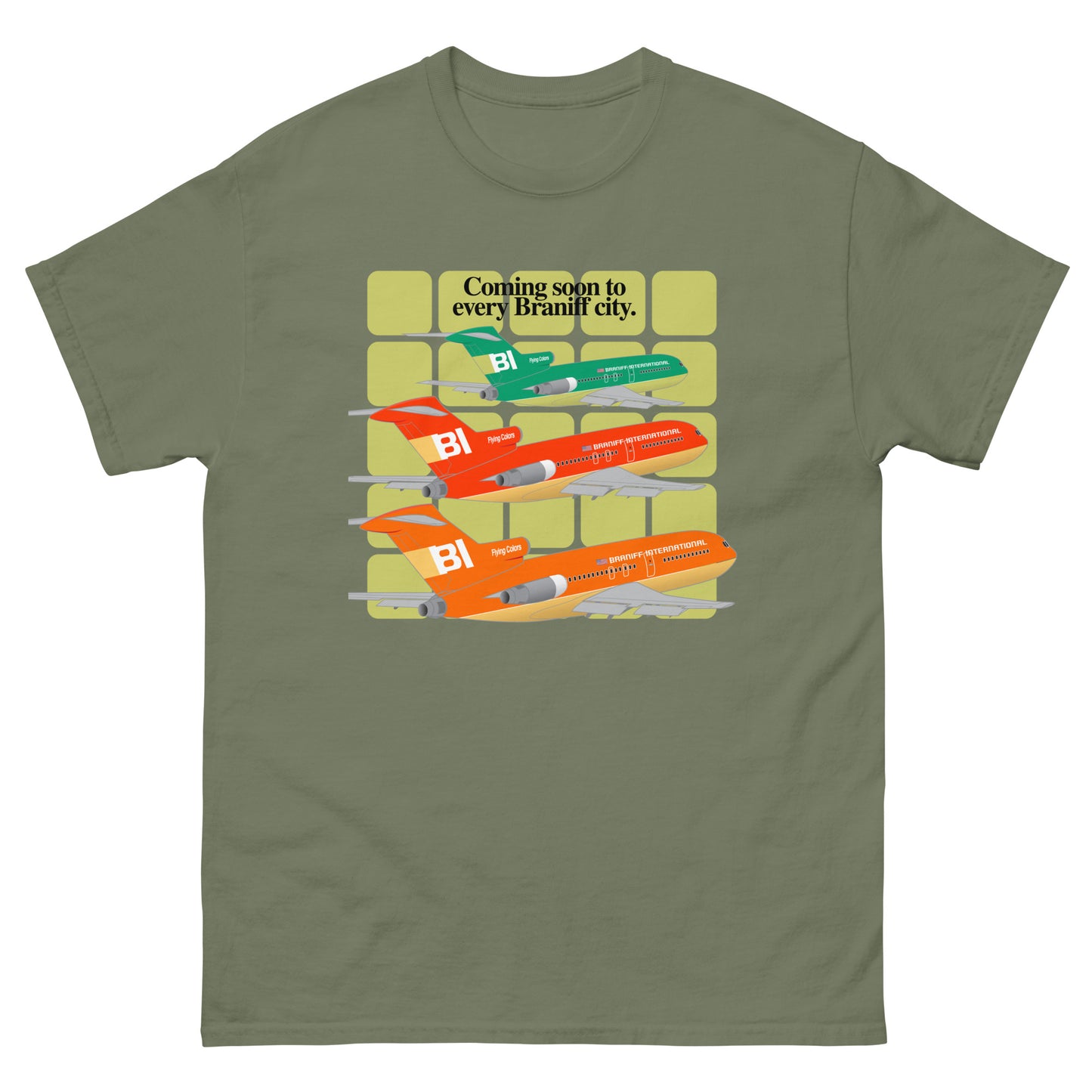 T-Shirt Shirt Short Sleeve Gildan Men's Women's Braniff Boeing 727 Coming Soon
