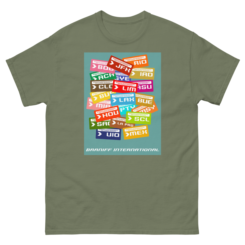 T-Shirt Shirt Short Sleeve by Gildan Men's Women's Braniff Luggage Tag Destinations
