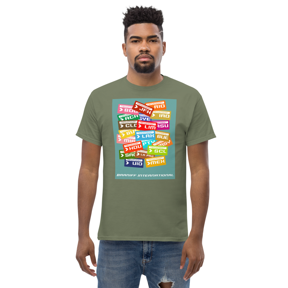 T-Shirt Shirt Short Sleeve by Gildan Men's Women's Braniff Luggage Tag Destinations