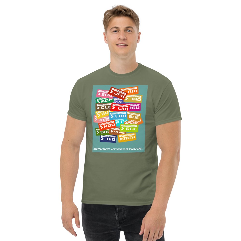 T-Shirt Shirt Short Sleeve by Gildan Men's Women's Braniff Luggage Tag Destinations