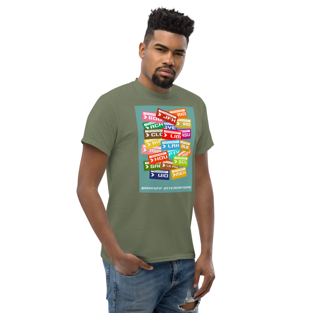 T-Shirt Shirt Short Sleeve by Gildan Men's Women's Braniff Luggage Tag Destinations