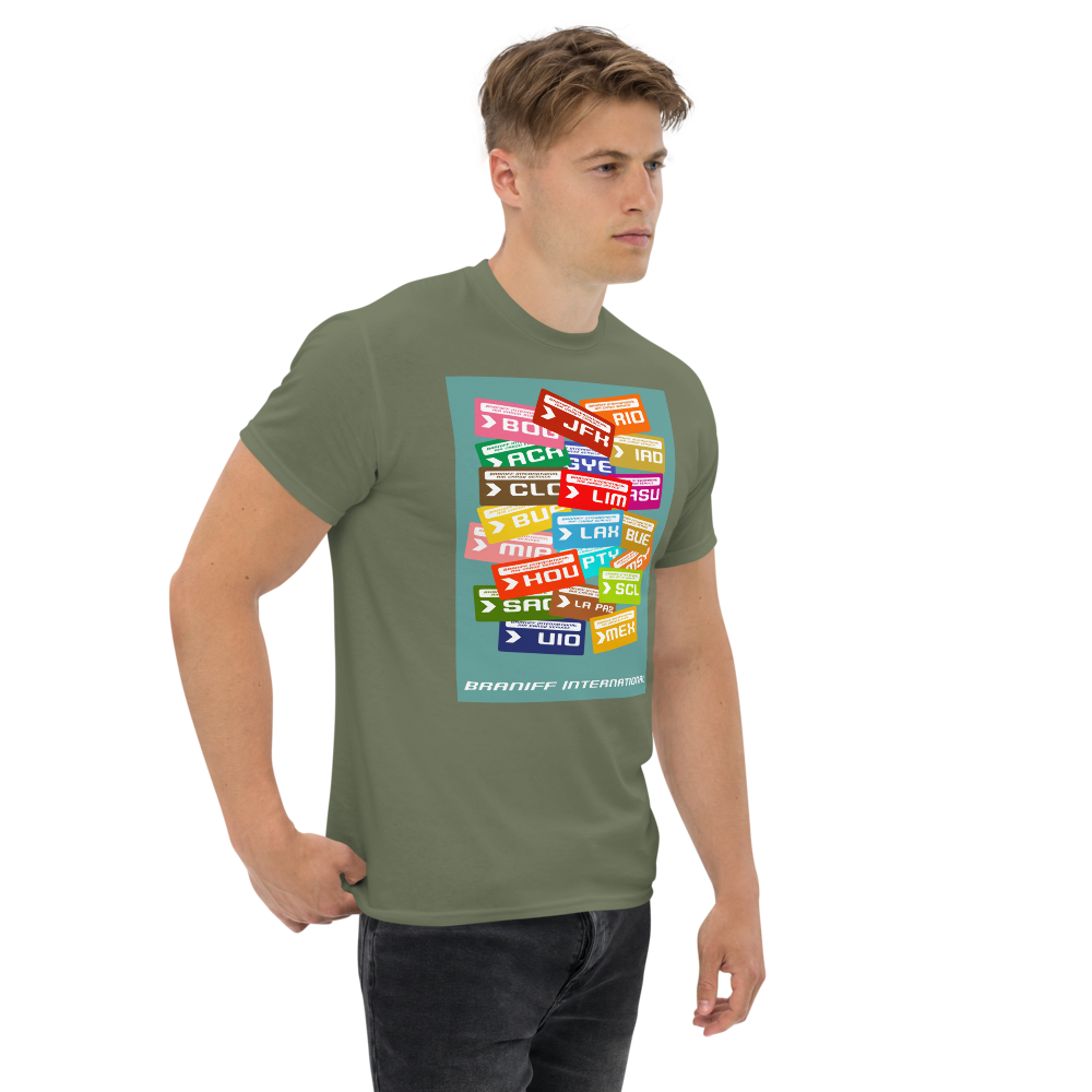 T-Shirt Shirt Short Sleeve by Gildan Men's Women's Braniff Luggage Tag Destinations