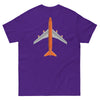 T-Shirt Shirt Short Sleeve by Gildan Men's Women's Braniff Boeing 747 Crew Logo with Jumbo Jet on Shirt Back