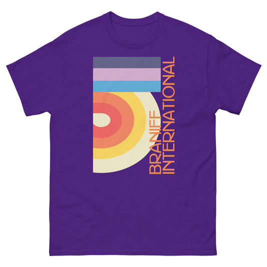 T-Shirt Shirt Short Sleeve by Gildan Men's Women's Braniff DFW Airport Swirl Design 1974