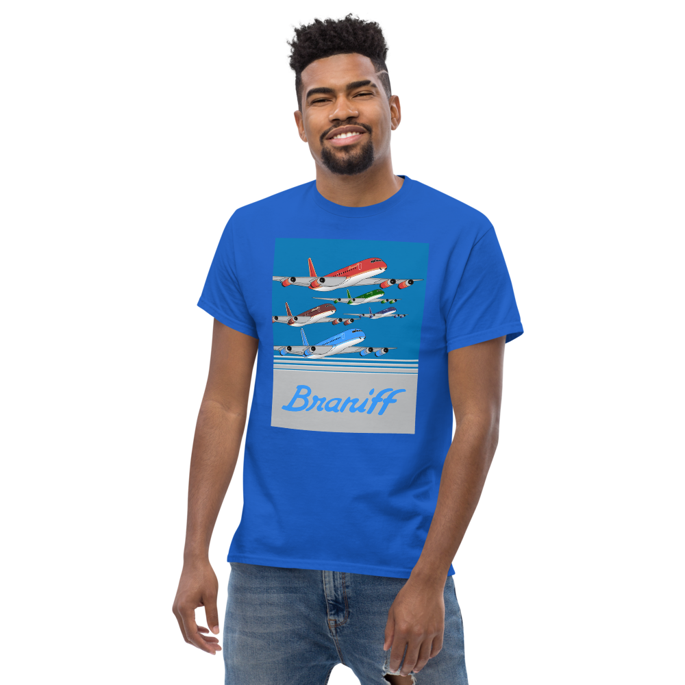 T-Shirt Shirt Short Sleeve by Gildan Braniff McDonnell Douglas DC-8-62 Inflight 1978 Ultra Color Scheme