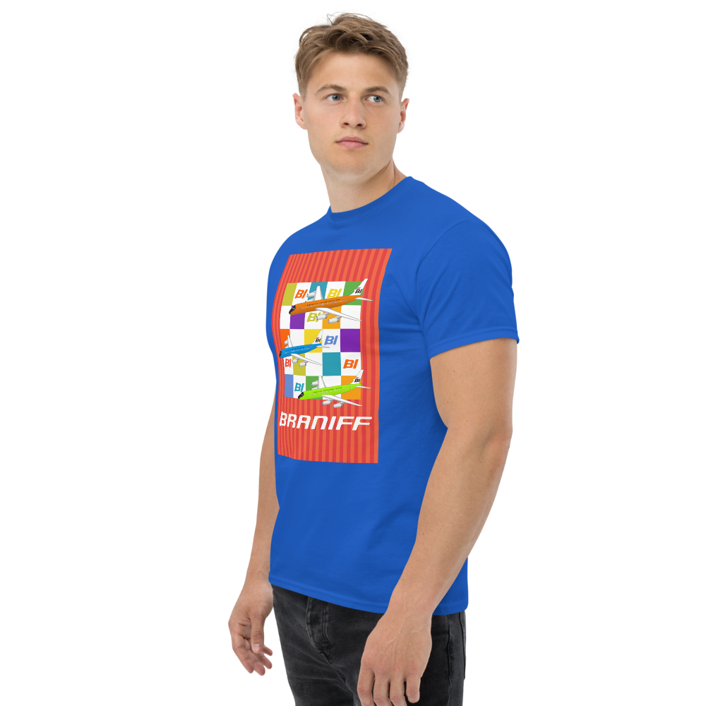 T-Shirt Shirt Short Sleeve by Gildan Unisex Braniff McDonnell Douglas DC-8-62 1967 Solid Color Scheme