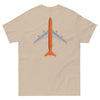 T-Shirt Shirt Short Sleeve by Gildan Men's Women's Braniff Boeing 747 Crew Logo with Jumbo Jet on Shirt Back