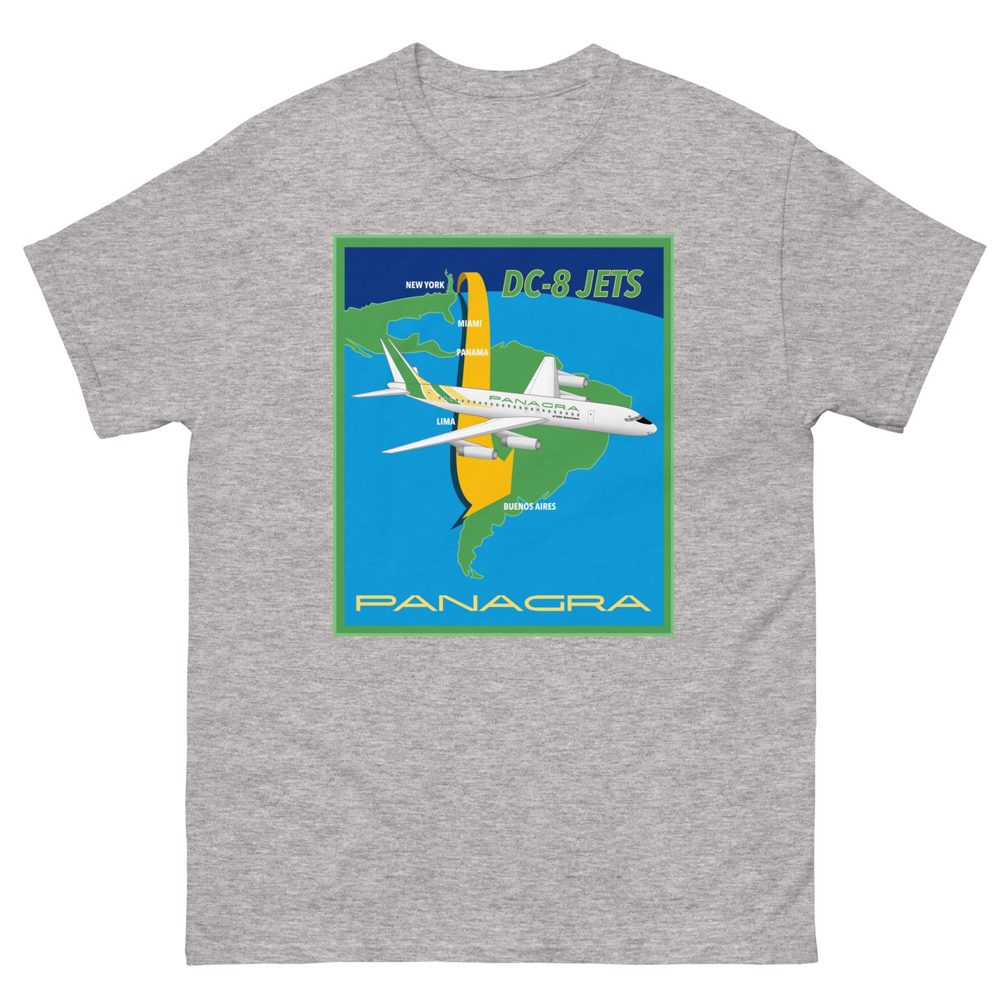 T-Shirt Shirt Short Sleeve Gildan Unisex Braniff Panagra McDonnell Douglas DC-8-62 Concept