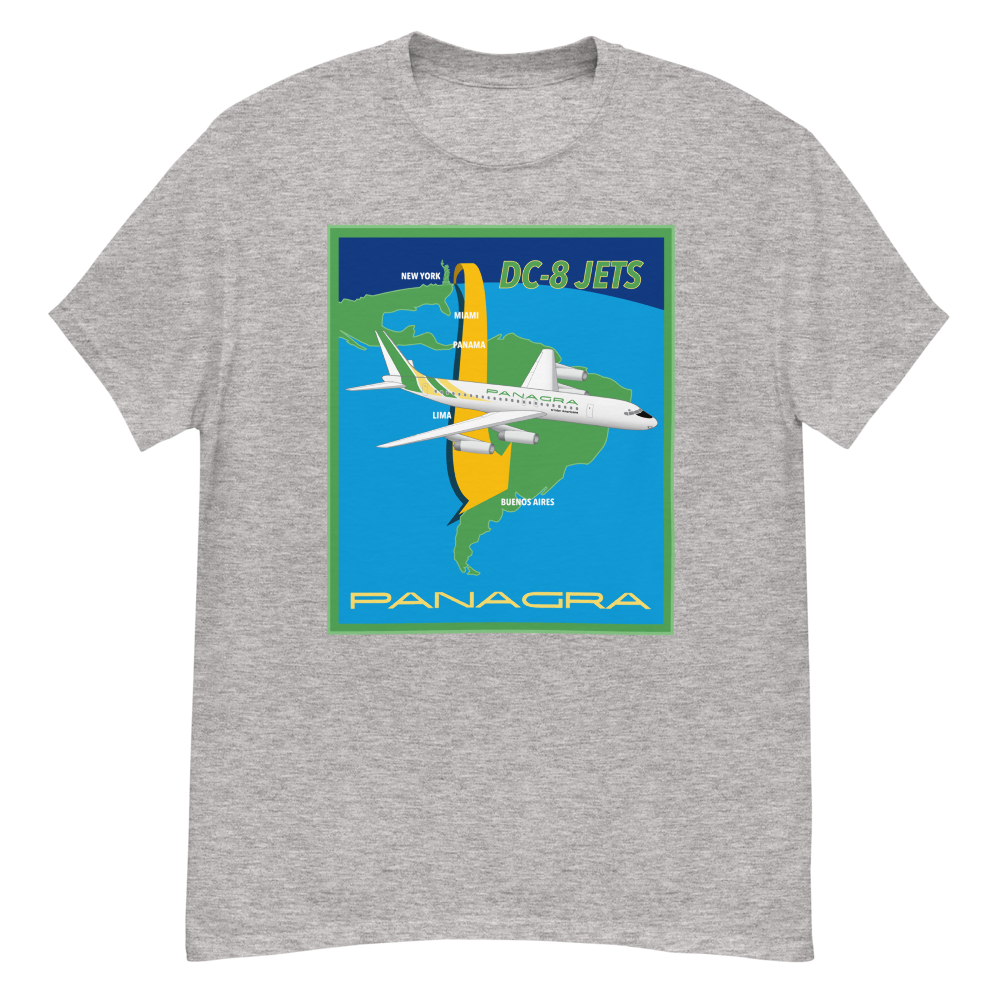 T-Shirt Shirt Short Sleeve Gildan Unisex Braniff Panagra McDonnell Douglas DC-8-62 Concept