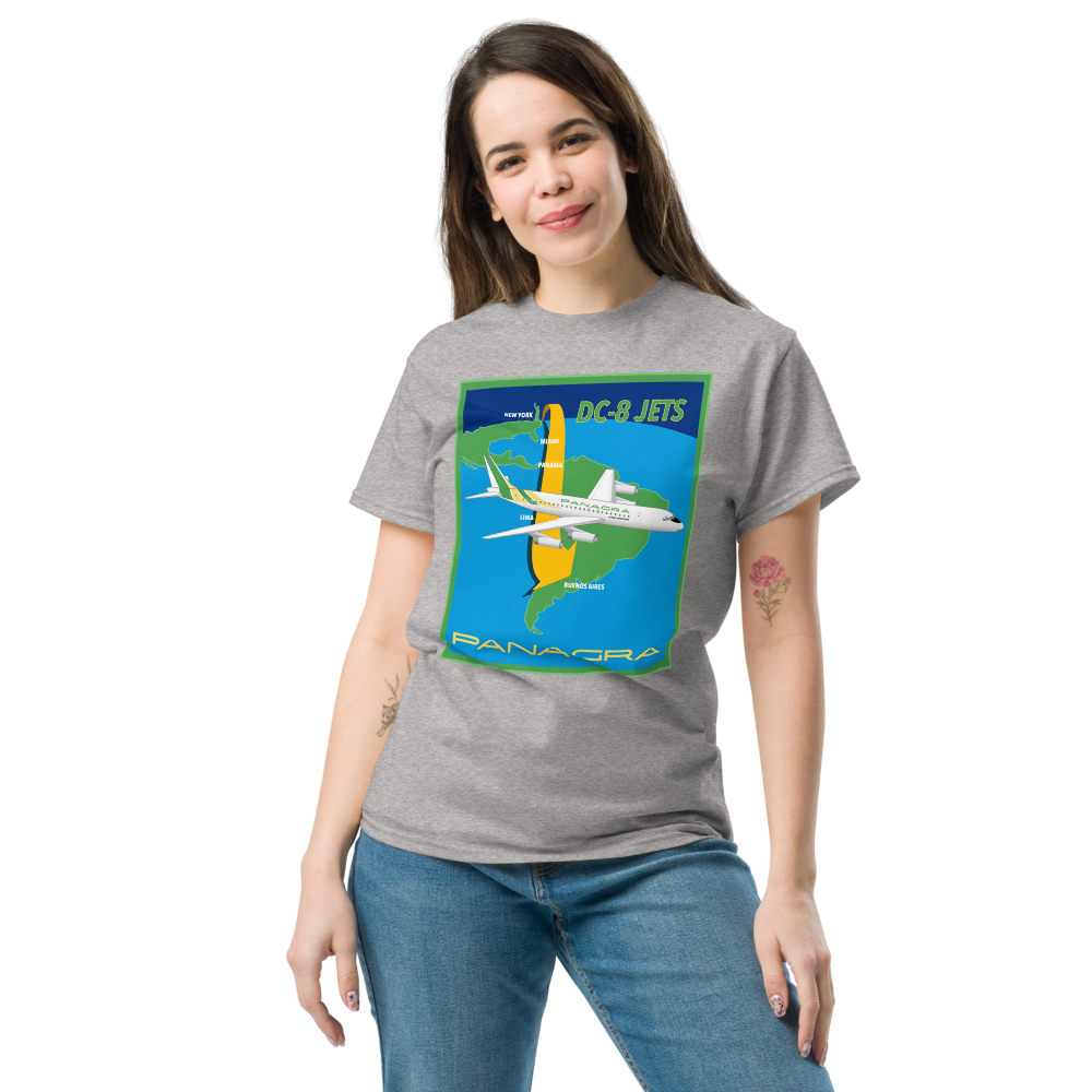 T-Shirt Shirt Short Sleeve Gildan Unisex Braniff Panagra McDonnell Douglas DC-8-62 Concept