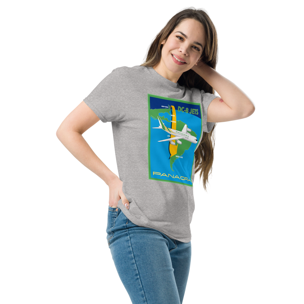 T-Shirt Shirt Short Sleeve Gildan Unisex Braniff Panagra McDonnell Douglas DC-8-62 Concept