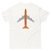 T-Shirt Shirt Short Sleeve by Gildan Men's Women's Braniff Boeing 747 Crew Logo with Jumbo Jet on Shirt Back